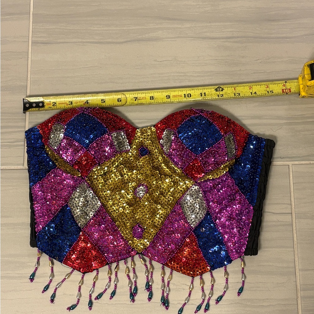Multicolored Sequins Bustier With Beads. - image 5